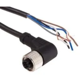 Conector hembra M12, 5 pines 90 grados, con cable de 5 metros. Marca DATALOGIC