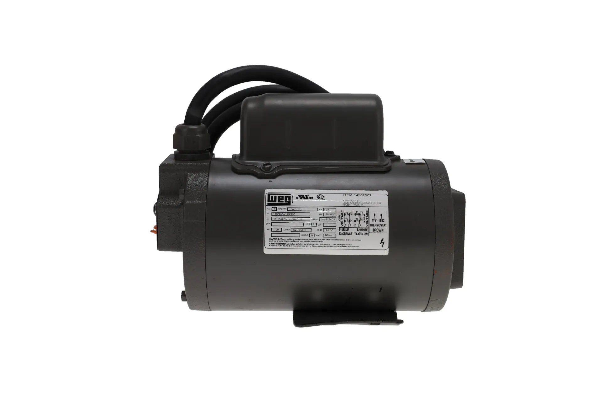 33-1736-W87 ASEA BROWN BOVERI (2221612 ), MOTOR, 1 HP, 115/230 VAC, 2850/3450 RPM, 21/10.5//17/8.5 AMPS, 42YZ FRAME, 50/60